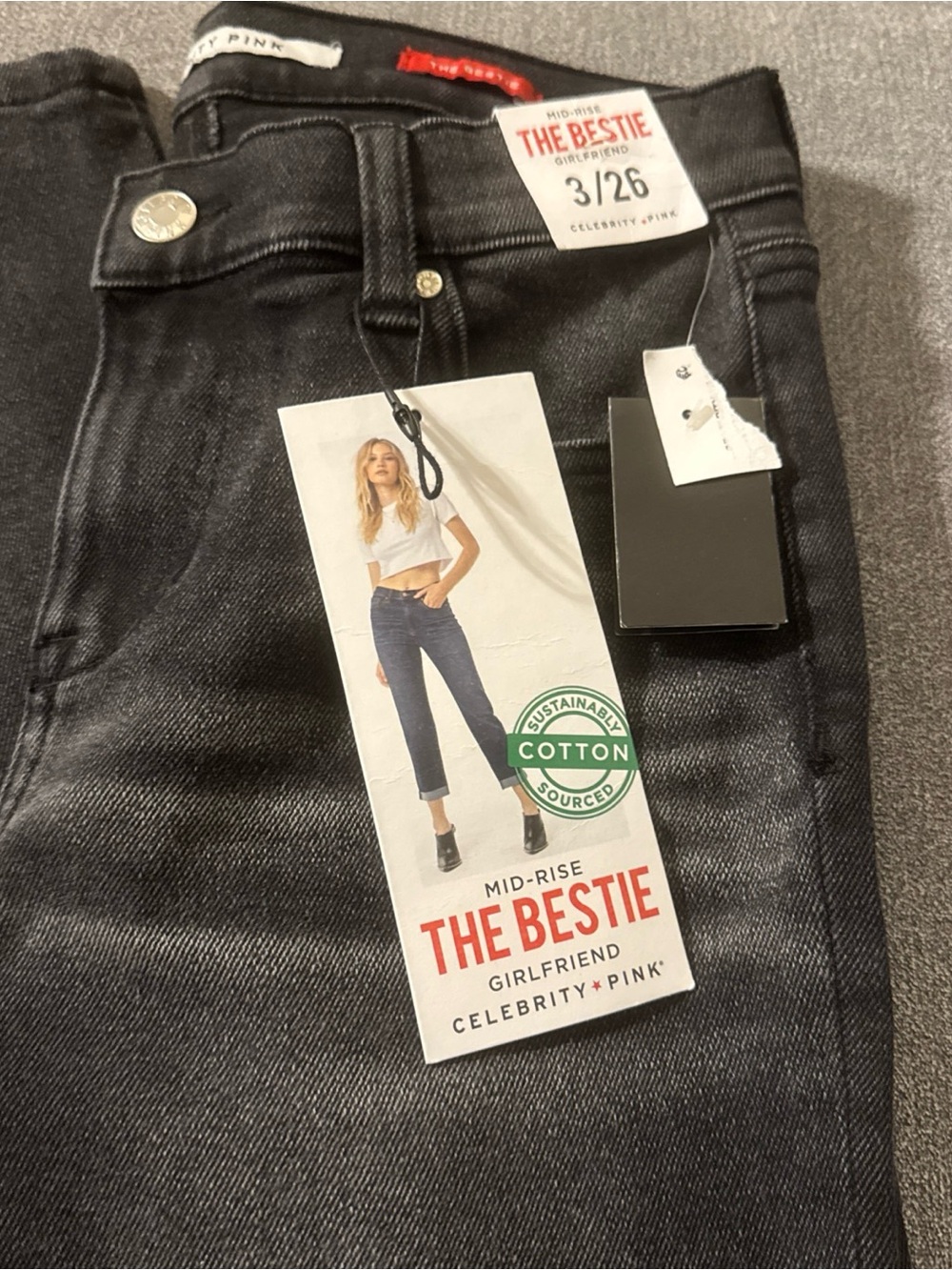 Celebrity Pink Black Mid-Rise 'The Bestie' Girlfriend Jeans